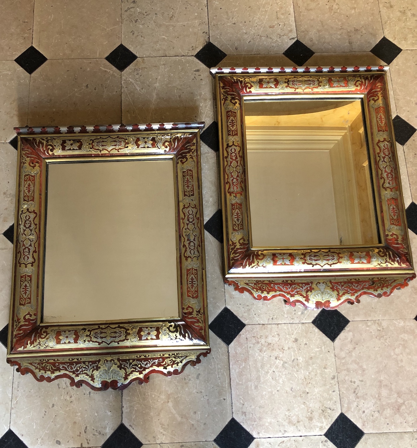 Paire miroirs Louis XIV marqueterie Boulle